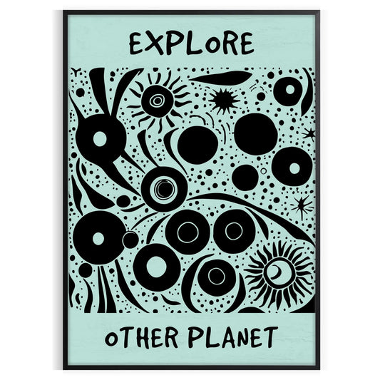 imagination Explore Other Planets modern art poster stunning black blue backdrop wall unique gift lover eye print artwork piece